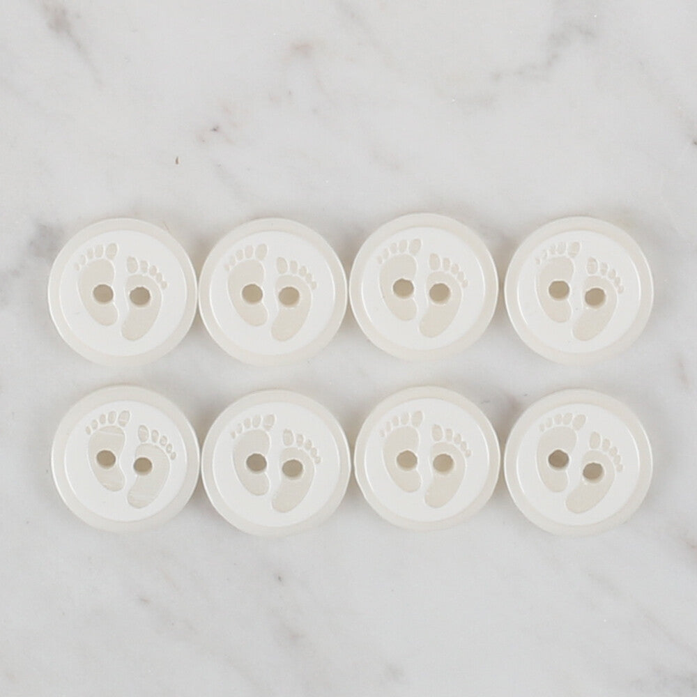 Loren Crafts 8 Pack Footprint Button, White - 433