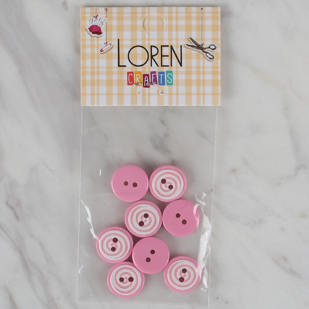 Loren Crafts 8 Pack Round Button, Pink- 448