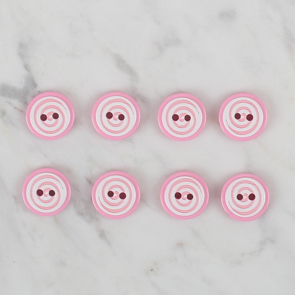 Loren Crafts 8 Pack Round Button, Pink- 448