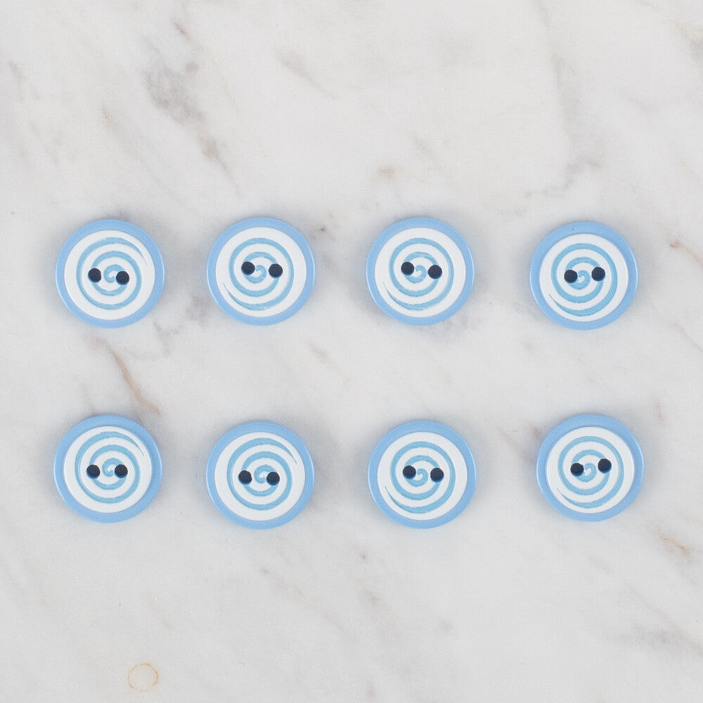 Loren Crafts 8 Pack Round Button, Blue- 451