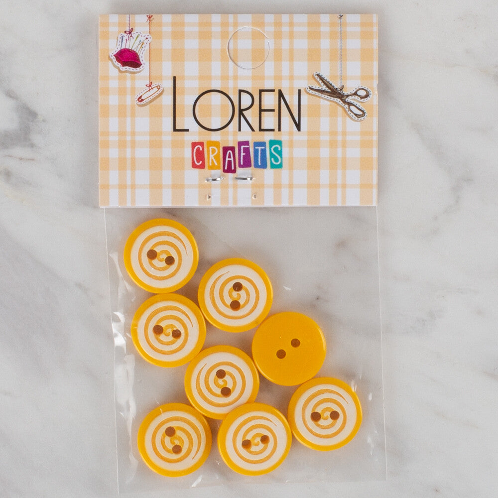 Loren Crafts 8 Pack Round Button, Yellow- 455