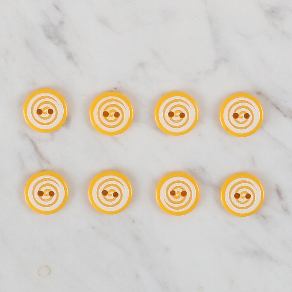 Loren Crafts 8 Pack Round Button, Yellow- 455