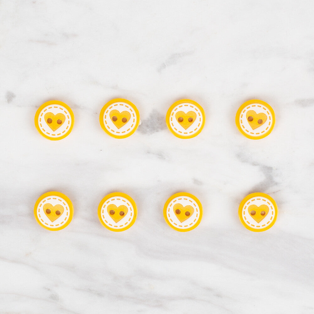 Loren Crafts 8 Pack Heart Button, Yellow - 480