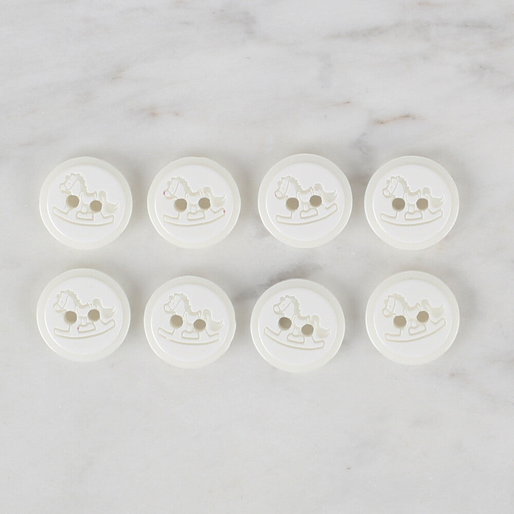 Loren Crafts 8 Pack Round Button, White - 493