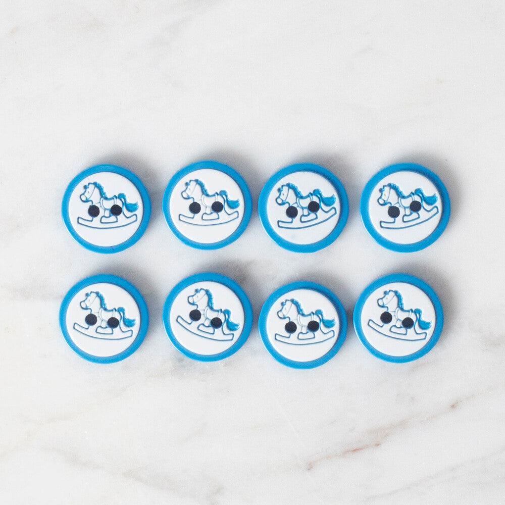 Loren Crafts 8 Pack Round Button, Petrol Blue - 501