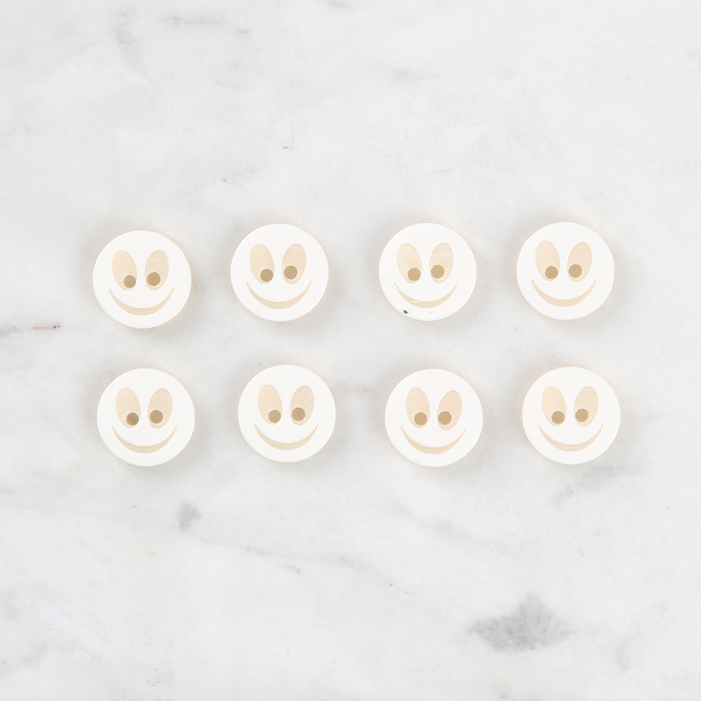 Loren Crafts 8 Pack Smiley Face Button, White - 0518
