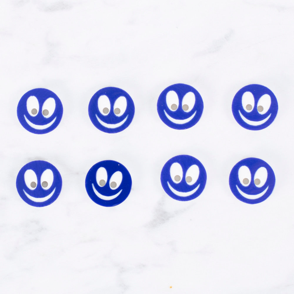 Loren Crafts 8 Pack Smiley Face Button, Light Navy - 0523