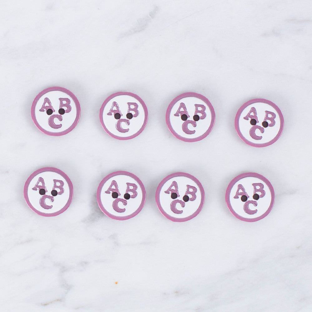 Loren Crafts 8 Pack ABC Patterned Button, Cherry Red - 0558