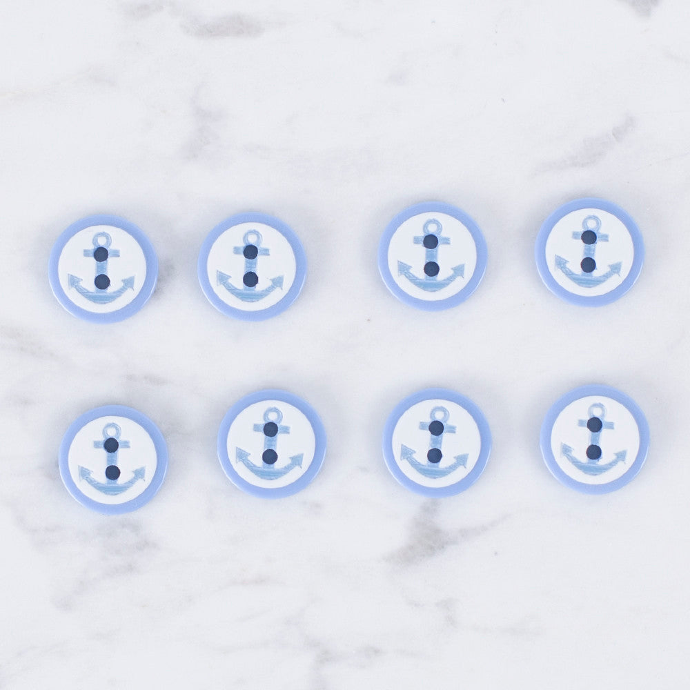 Loren Crafts 8 Pack Anchor Button, Blue - 0609