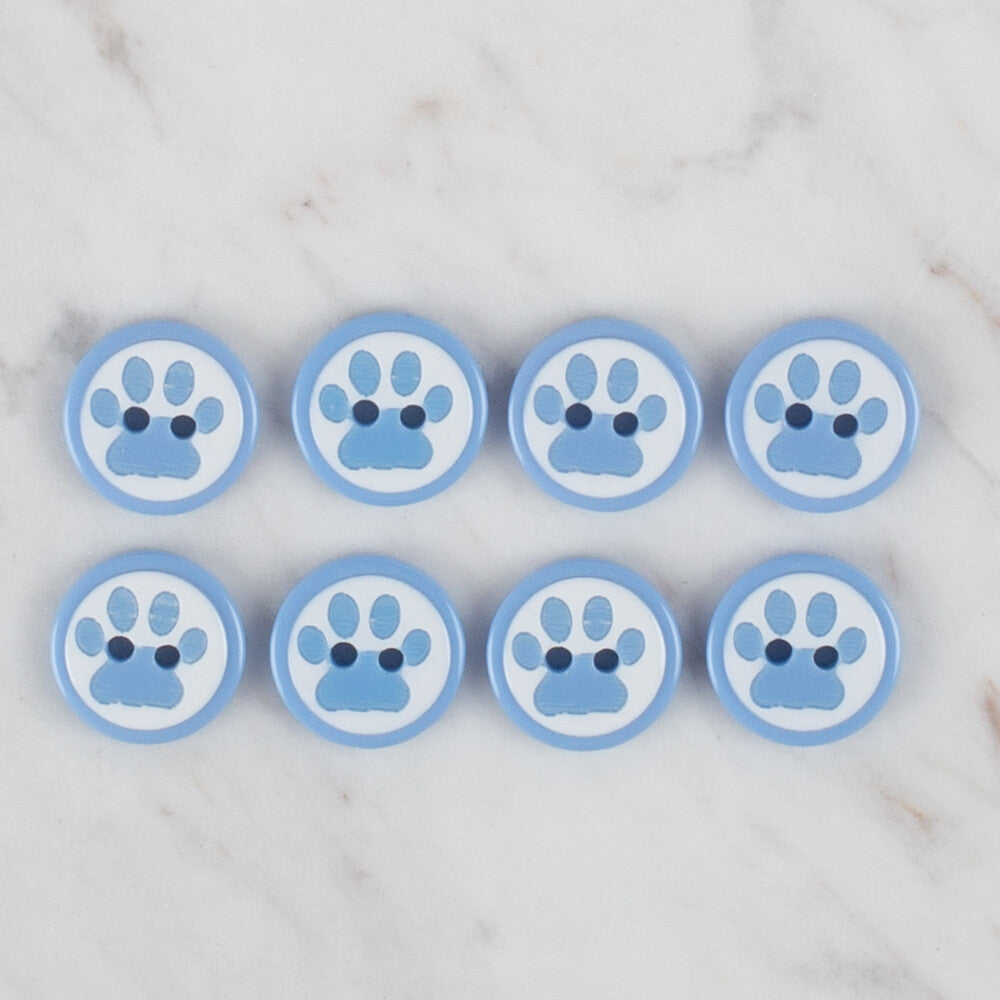 Loren Crafts 8 Pack Paw Button, Blue - 614