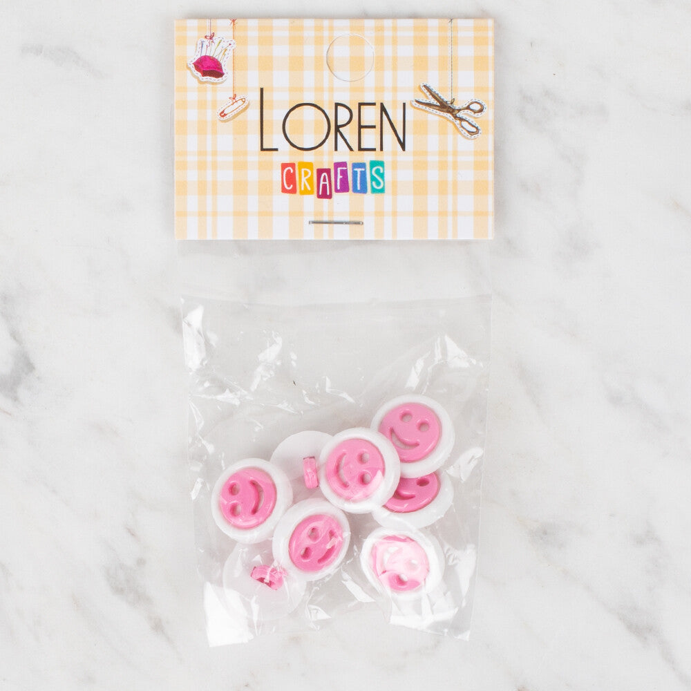 Loren Crafts 8 Pack Smiley Button, Dark Pink - 636
