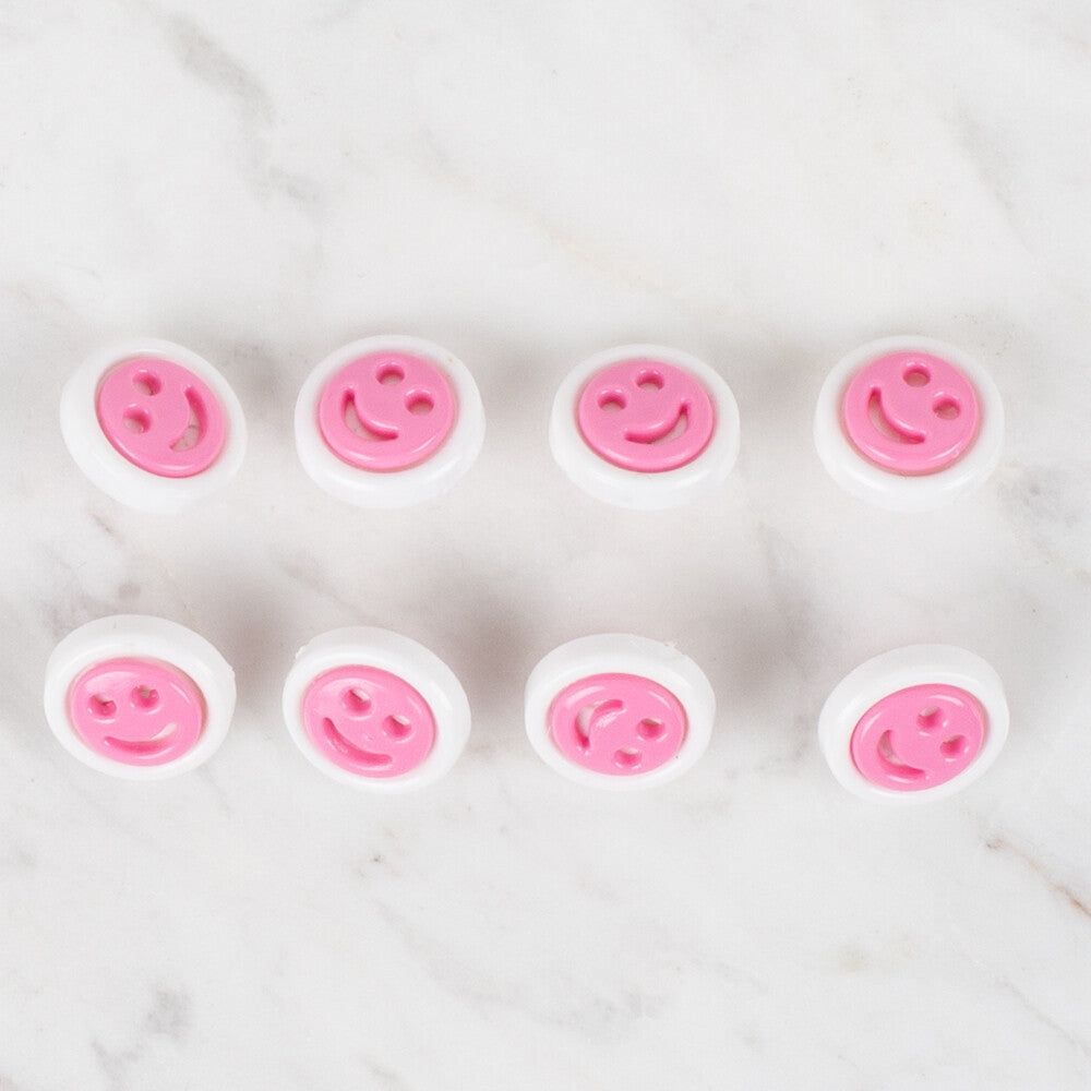 Loren Crafts 8 Pack Smiley Button, Dark Pink - 636