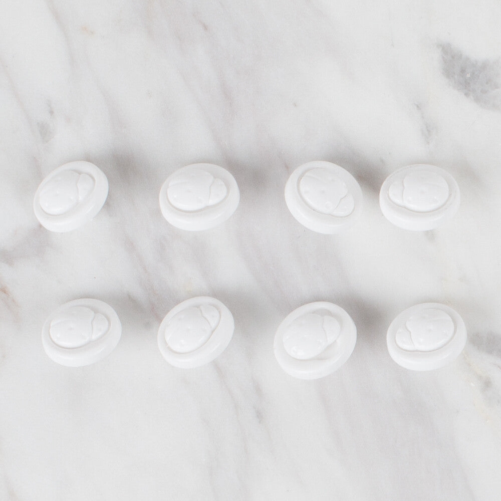 Loren Crafts 8 Pack Lady Bug Button, White - 639