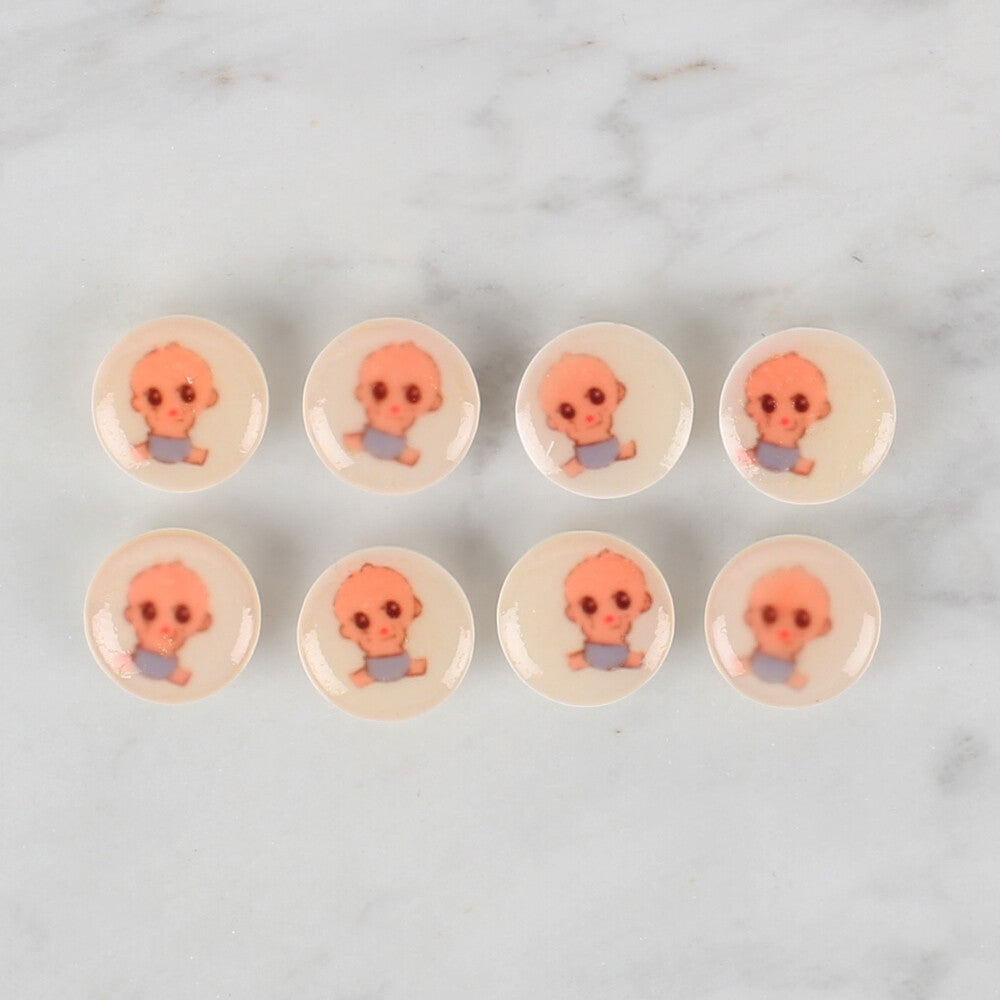 Loren Crafts 8 Pack Baby Button, Cream- 673