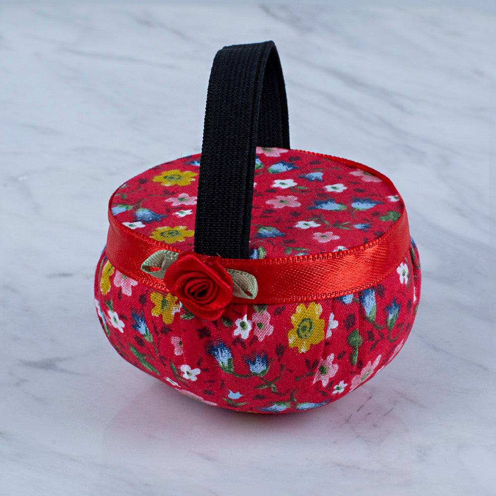 Loren Arm Pincushion, Flower Patterned - Red