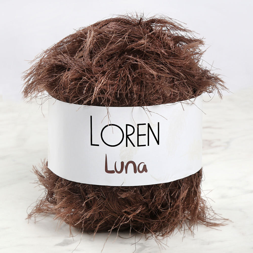 Loren Luna Eyelash Yarn, Brown - R035