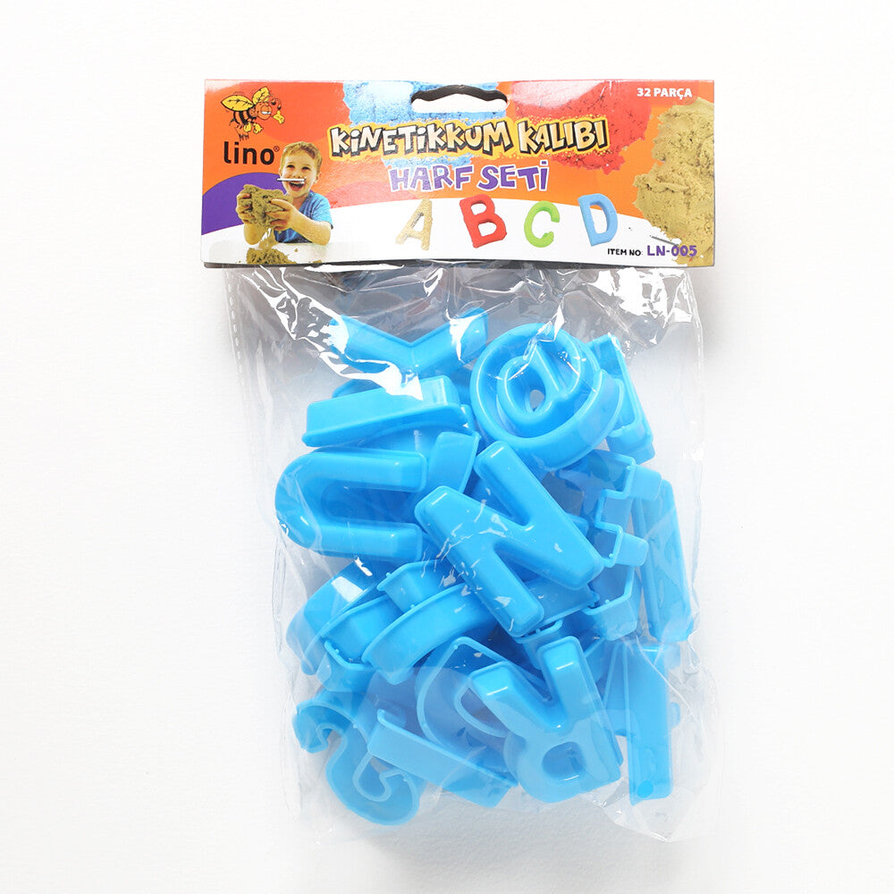Lino 32 Pcs Kinetic Sand Mold Letter Figures Set, Turquoise- LN-005