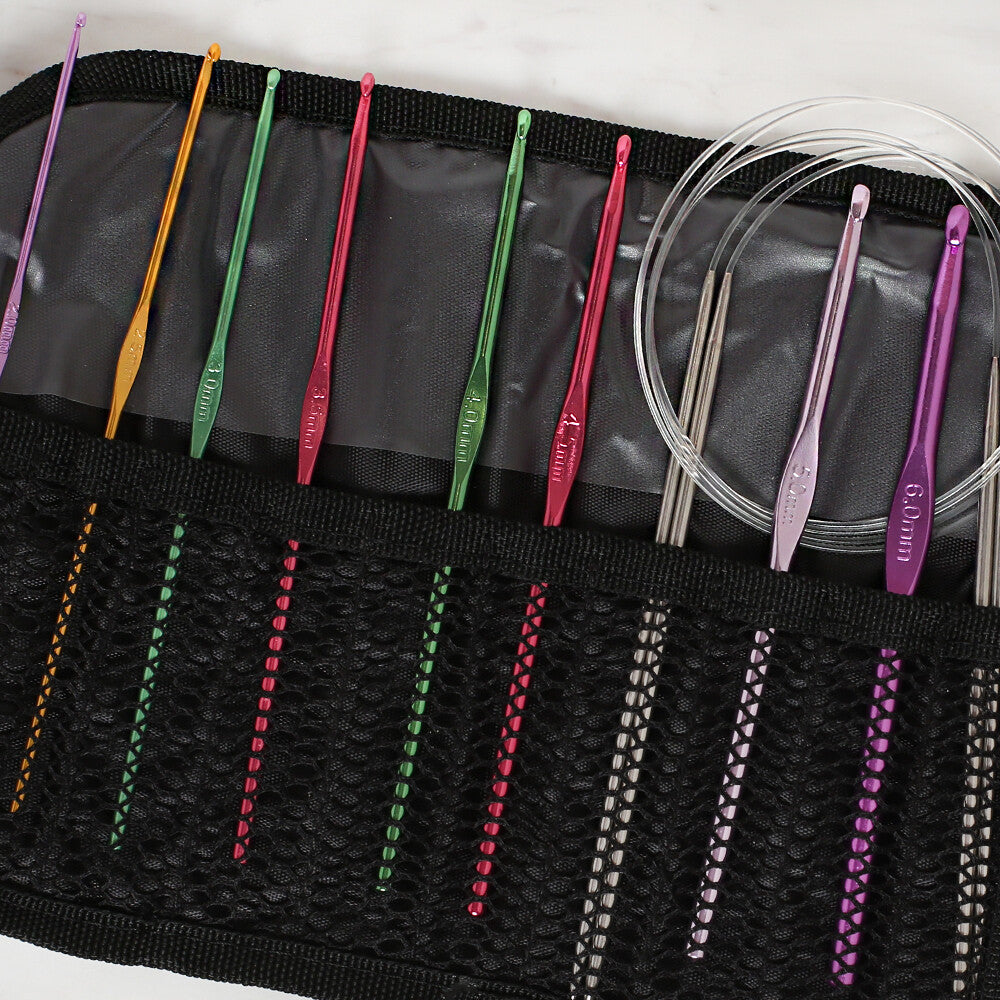 Loren Crochet Hook and Knitting Accessories Set with Case