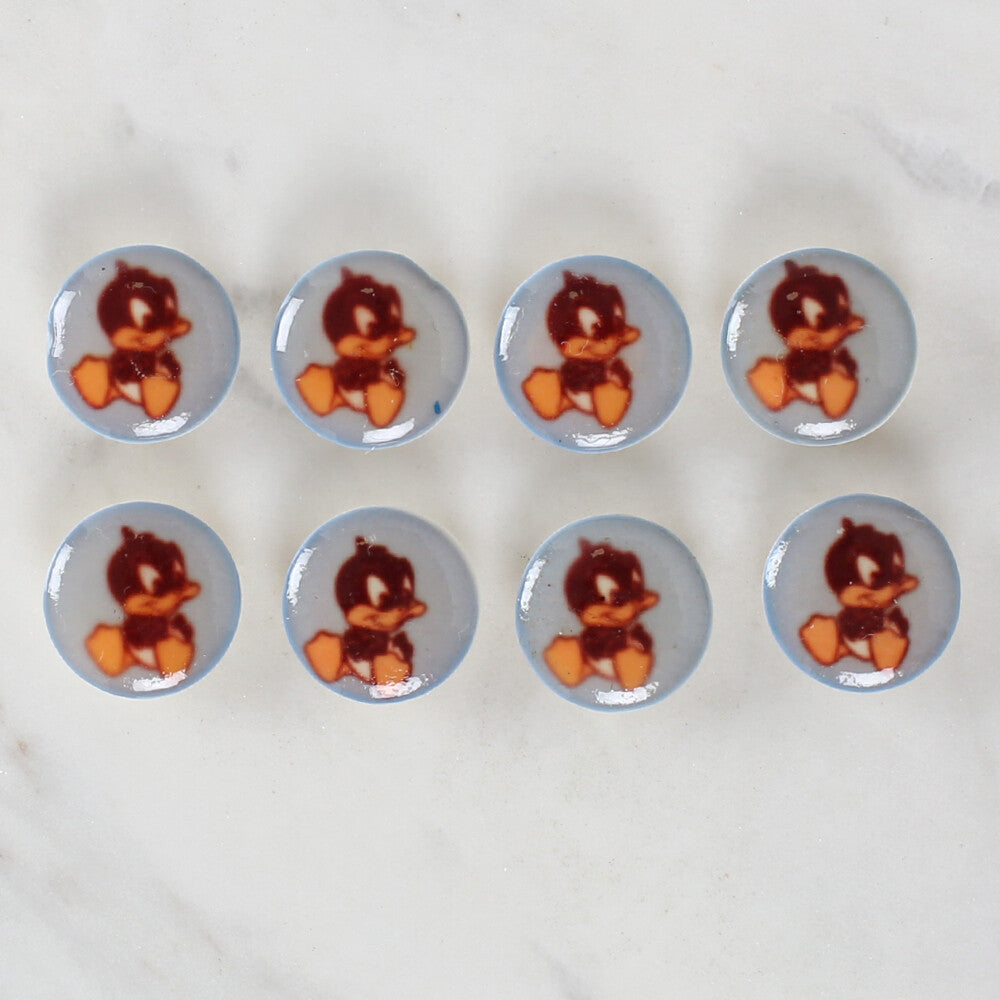 Loren Crafts 8 Pack Duck Patterned Button - 1203