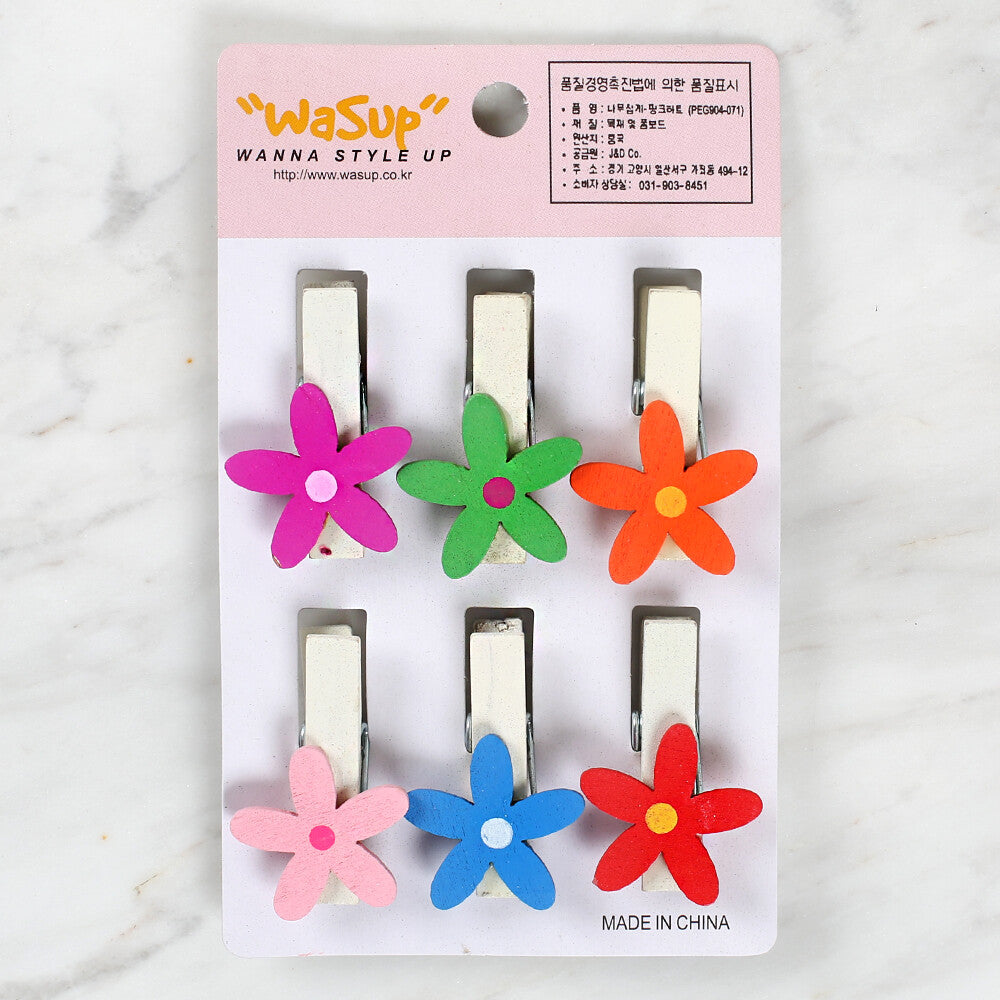 Loren 6 Pcs Flower Patterned Decorative Peg