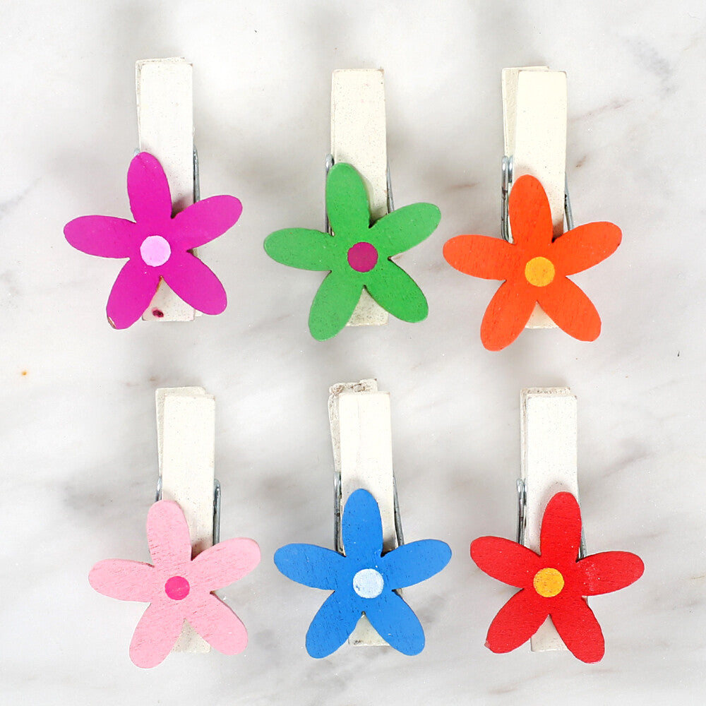 Loren 6 Pcs Flower Patterned Decorative Peg