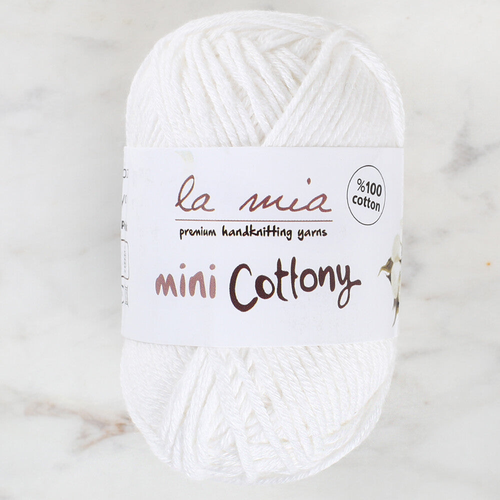 La Mia Mini Cottony 25 g Baby Yarn, White - L001