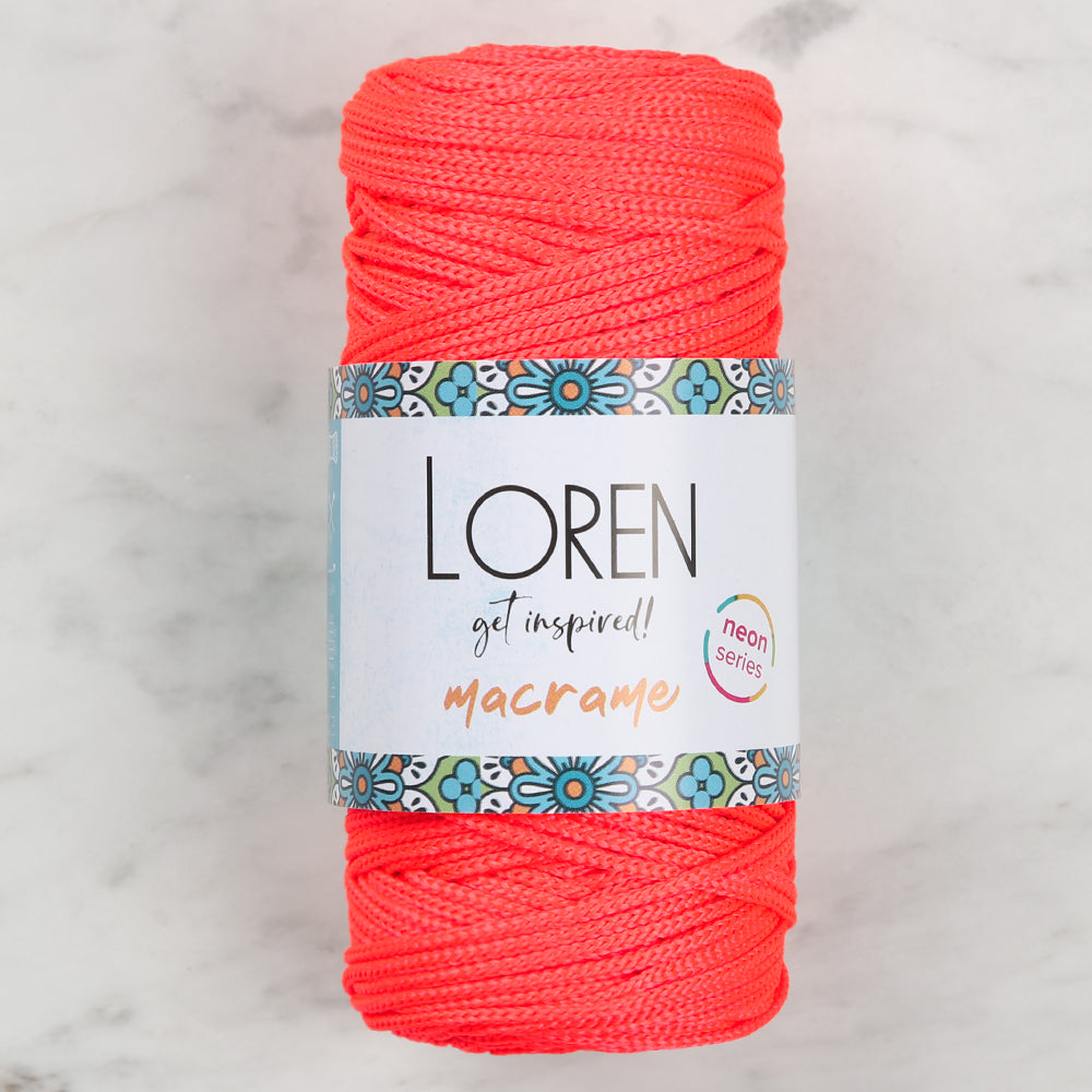 Loren Macrame Knitting Yarn, Neon Pink - L112