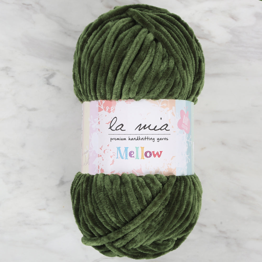 La Mia Mellow Chenille Yarn, Green - 955