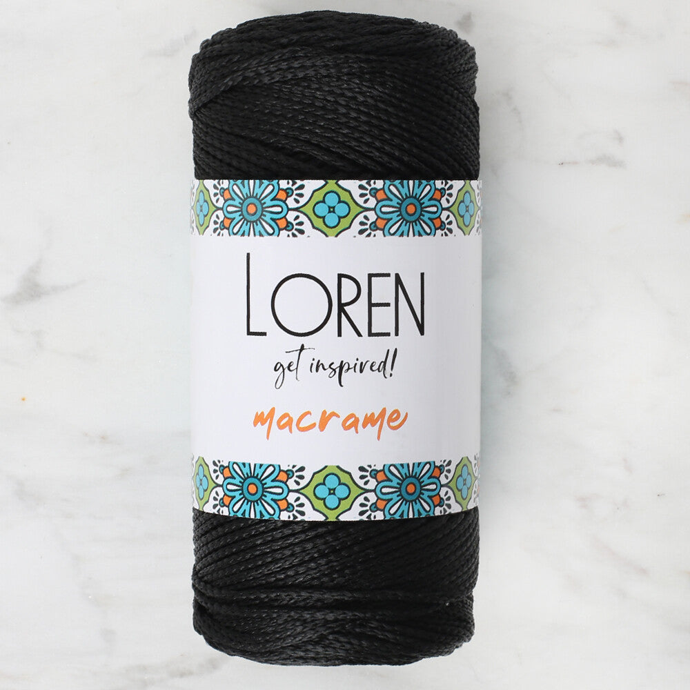 Loren Macrame Knitting Yarn, Black - RM 001