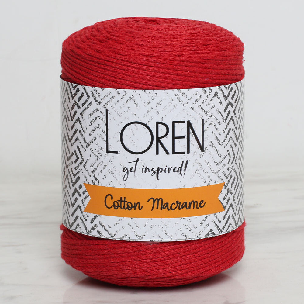 Loren Cotton Macrame Yarn, Red - R095