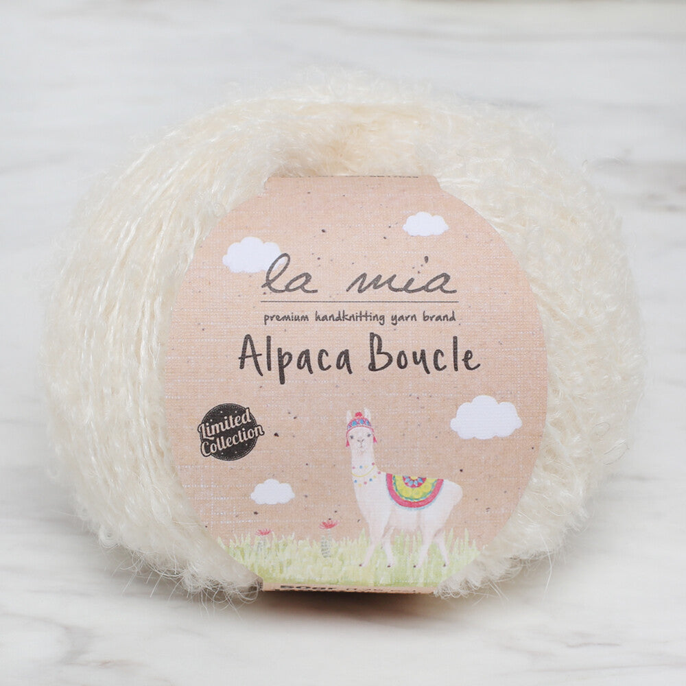 La Mia 50 Gr Alpaca Boucle Yarn, Light Cream - L301
