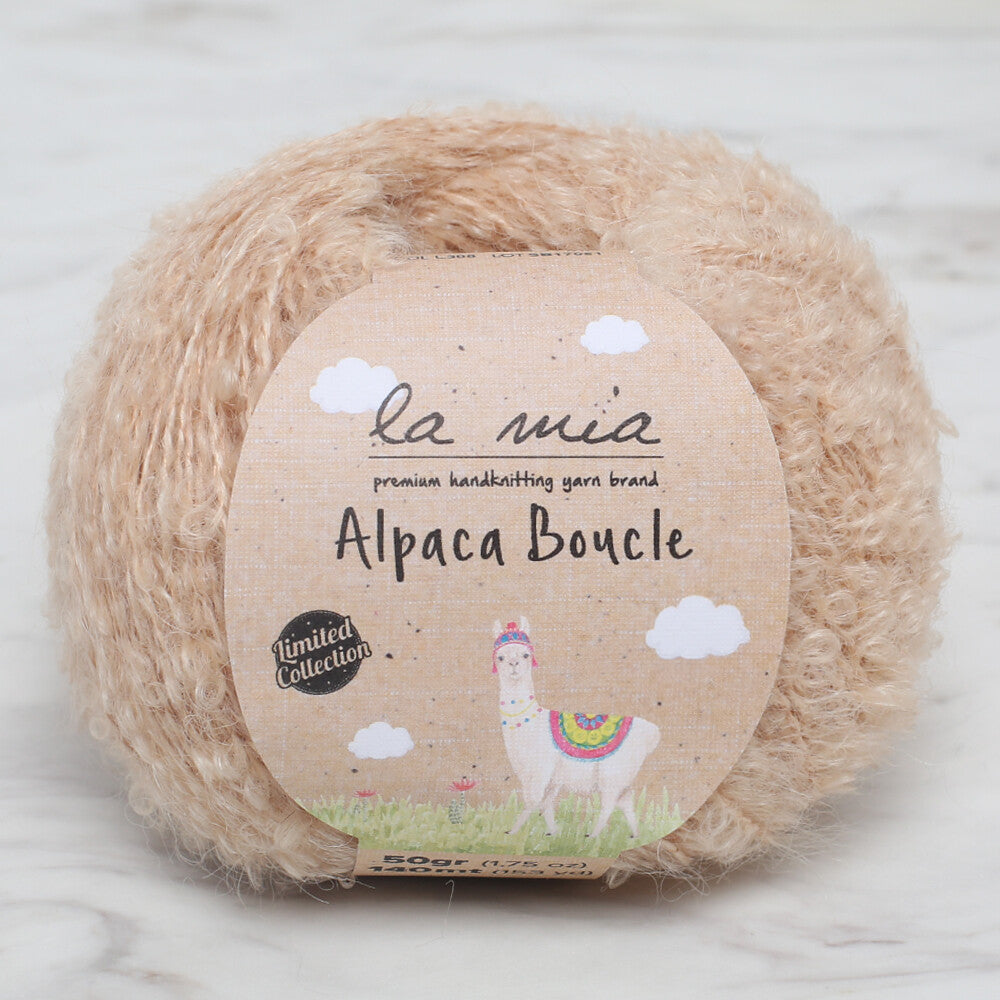 La Mia 50 Gr Alpaca Boucle Yarn, Beige - L308