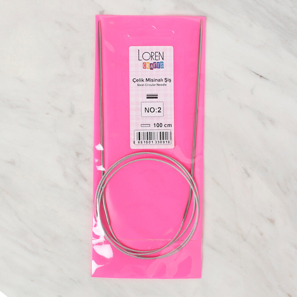 Loren Crafts 3mm 100 cm Steel Circular Knitting Needles