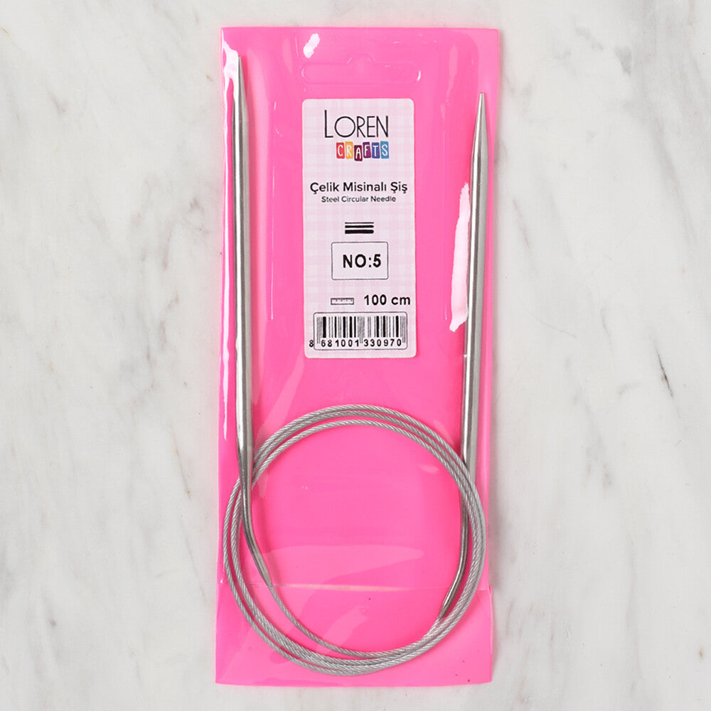 Loren Crafts 5mm 100 cm Steel Circular Knitting Needles