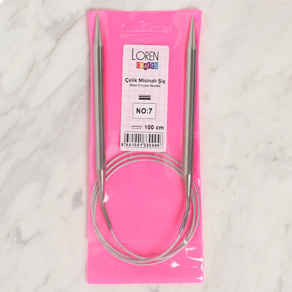 Loren Crafts 7mm 100 cm Steel Circular Knitting Needles