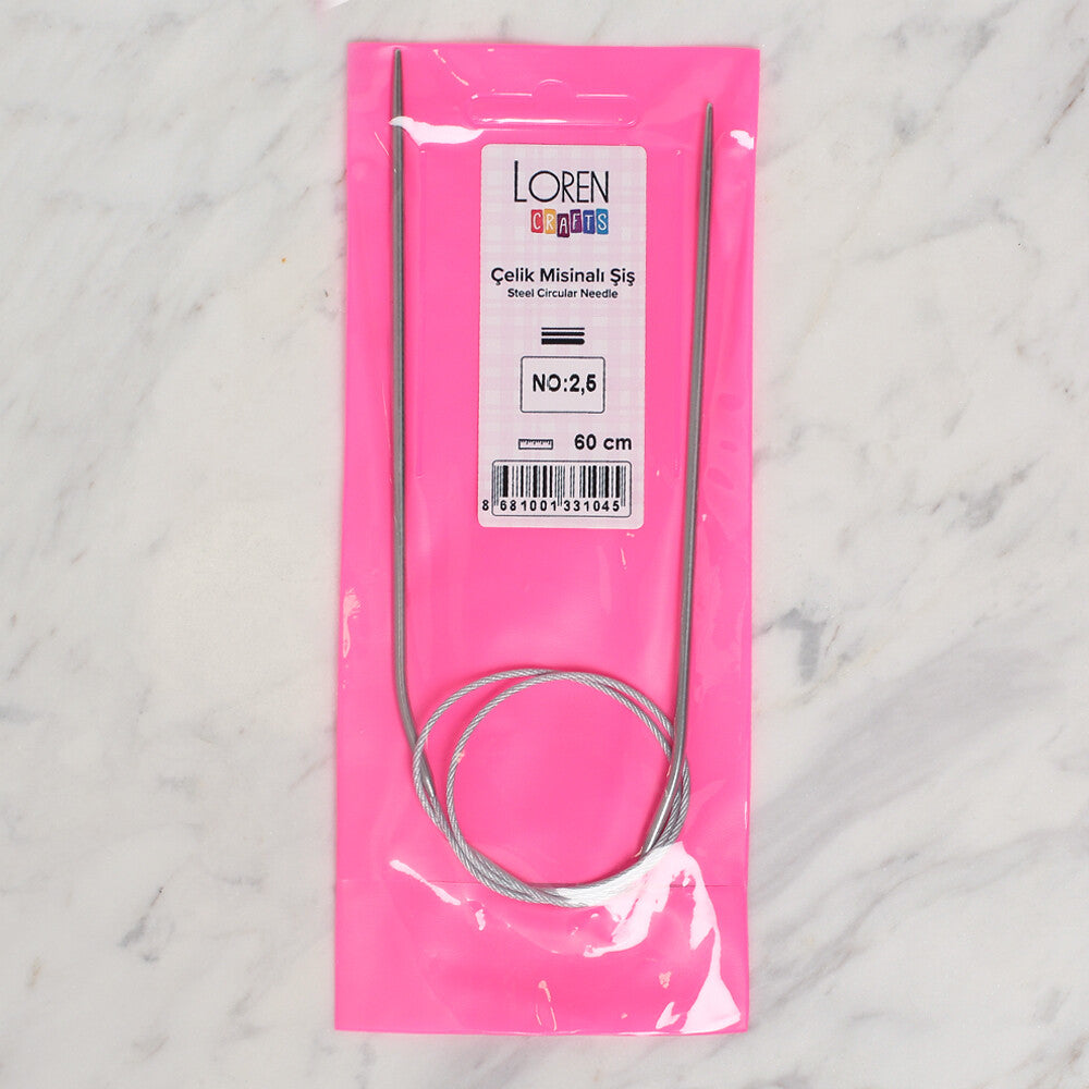 Loren Crafts 2.5mm 60 cm Steel Circular Knitting Needle
