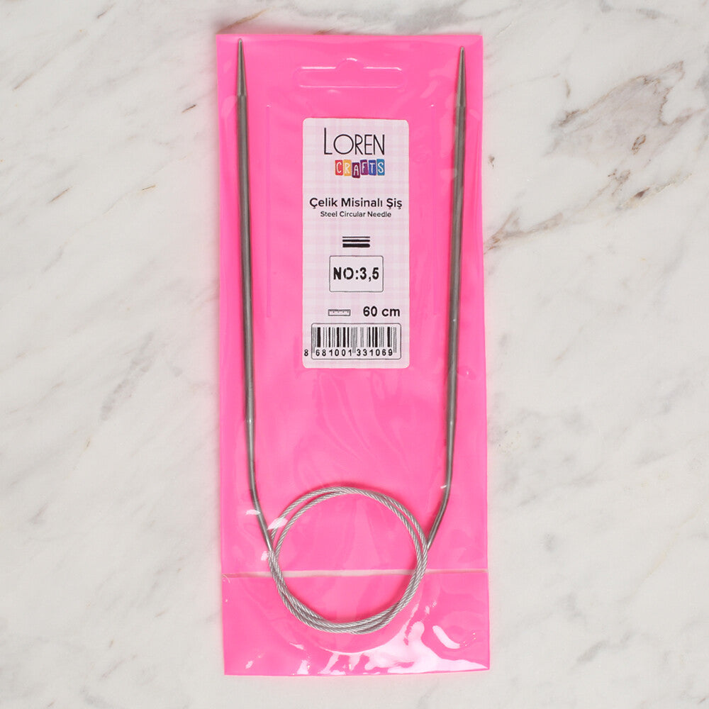 Loren Crafts 3.5mm 60 cm Steel Circular Knitting Needle