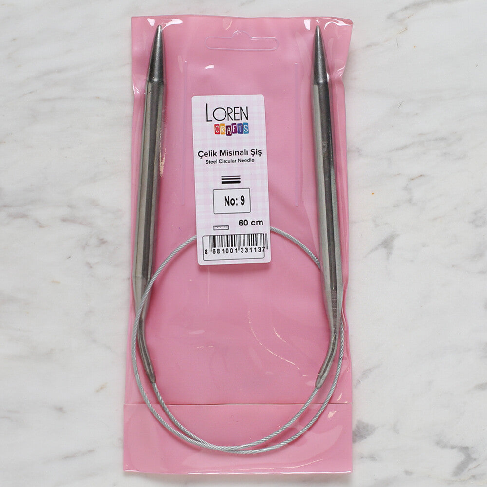Loren Crafts 9mm 60 cm Steel Circular Knitting Needles