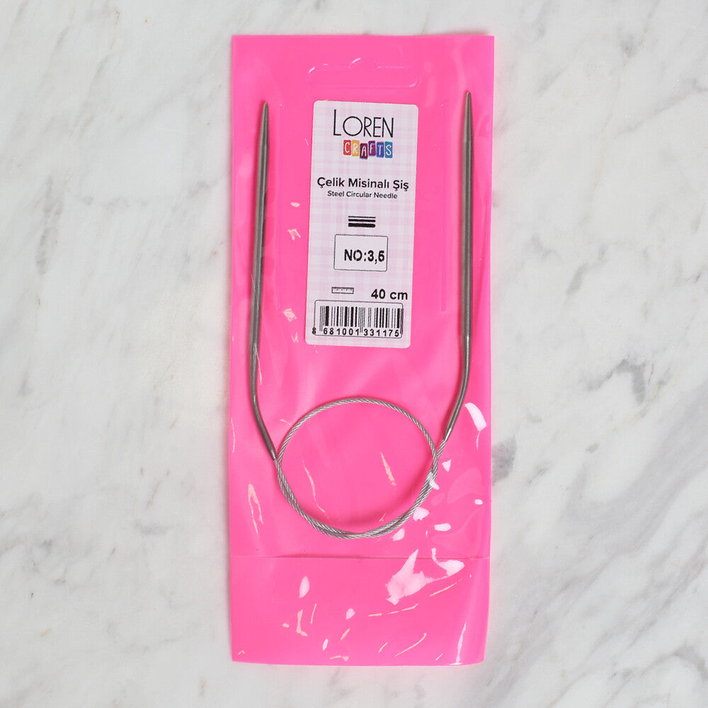 Loren Crafts 3.5mm 40 cm Steel Circular Knitting Needle