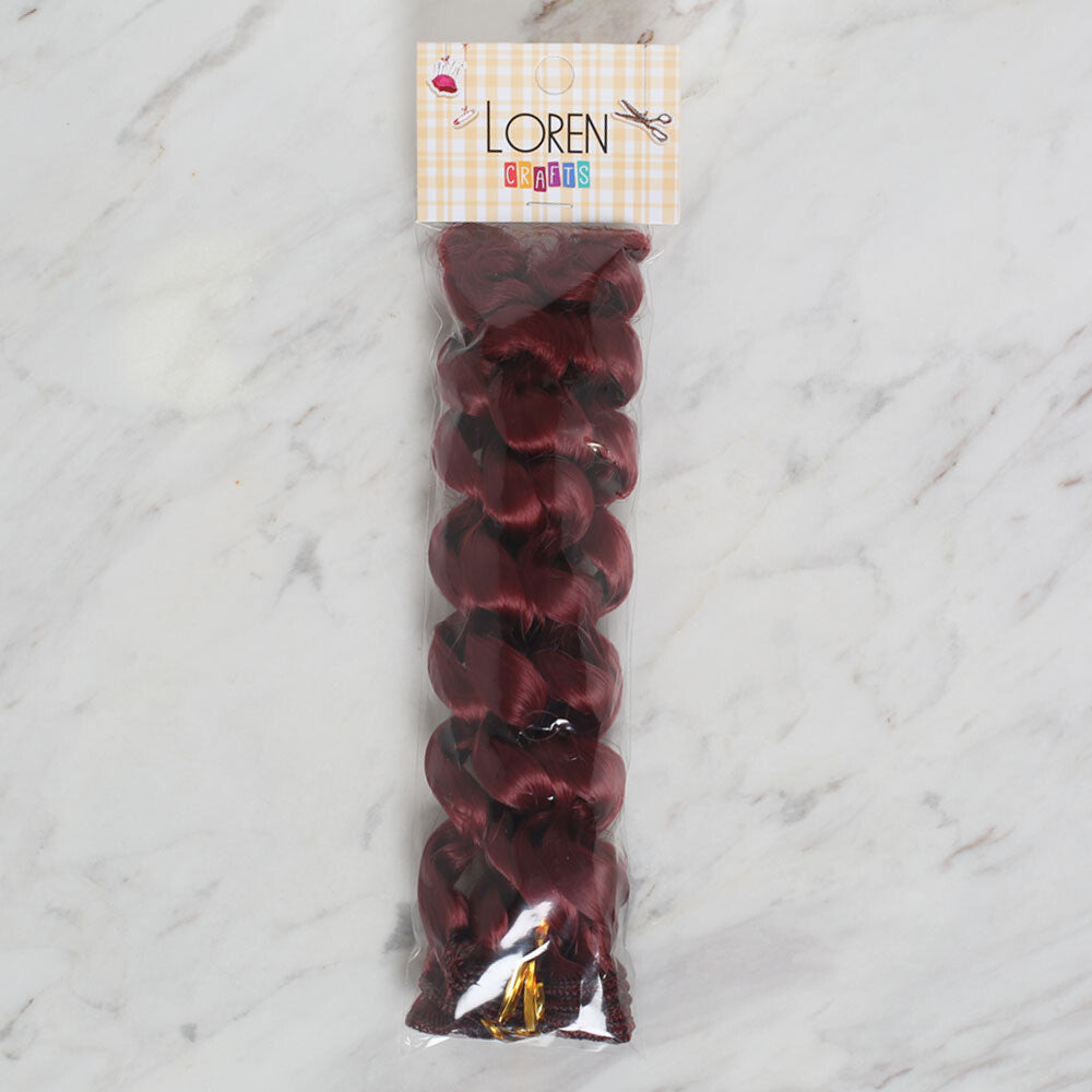 Loren Crafts Synthetic Doll Hair, Curly Red
