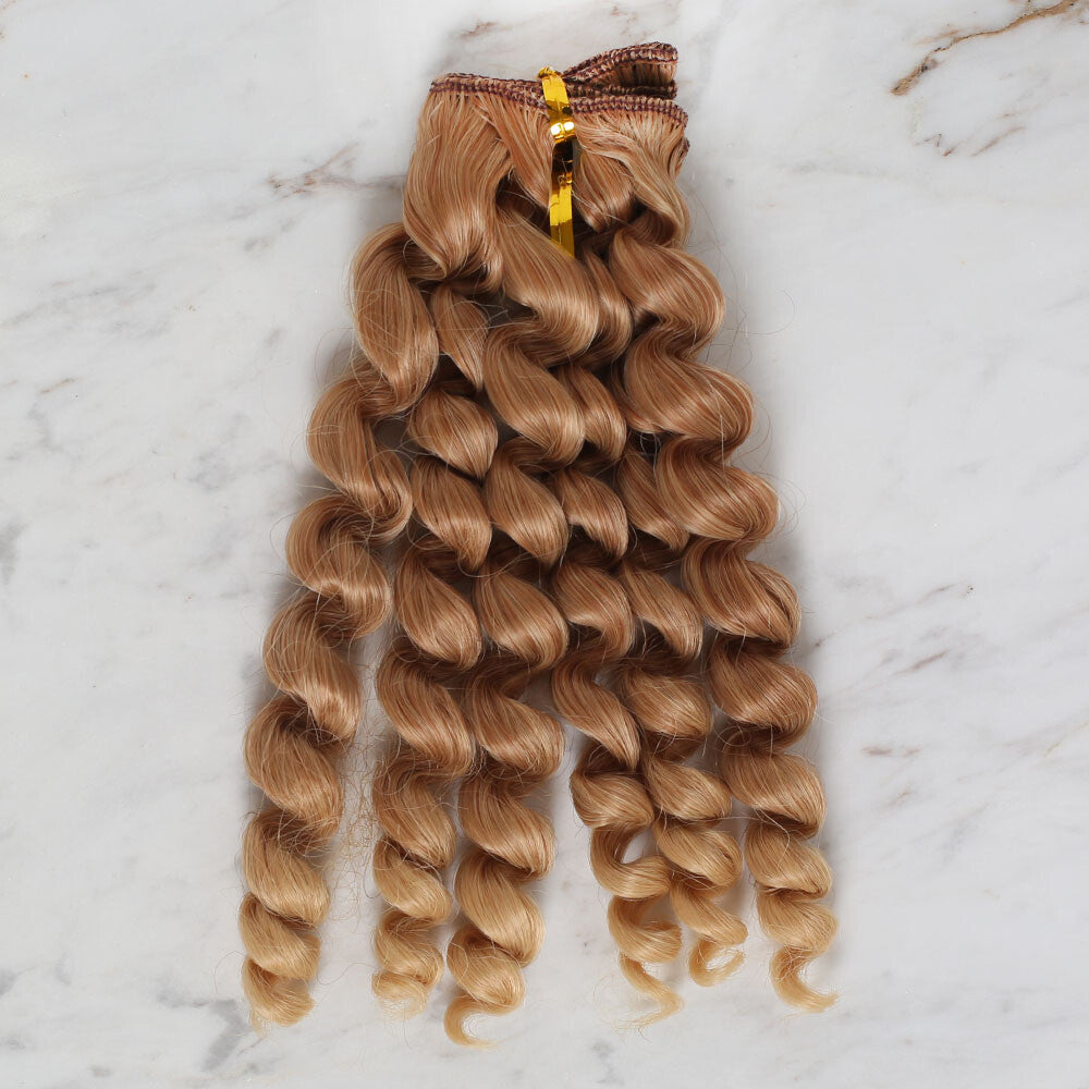 Loren Crafts Synthetic Doll Hair, Curly Fair-Brown