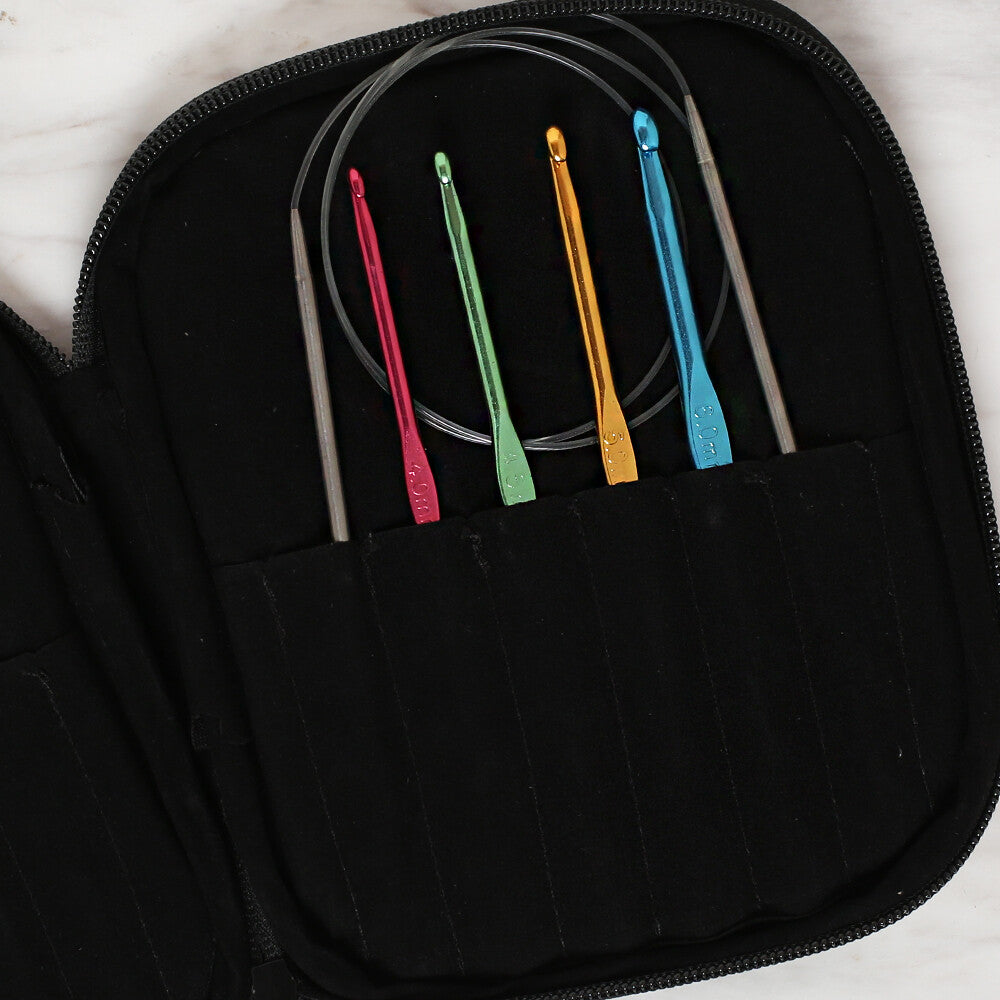 Loren Crochet Hook and Knitting Accessories Set with Case