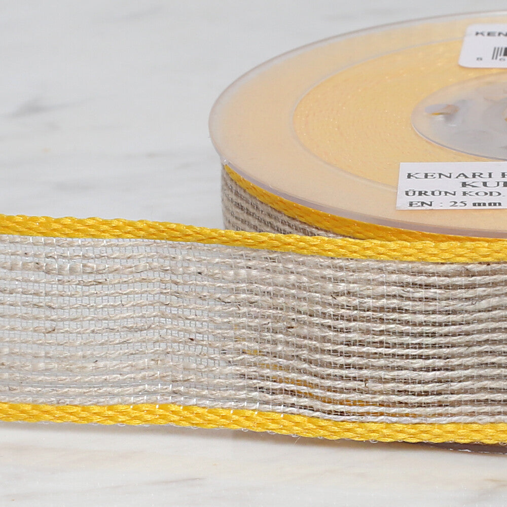 Ulutaş 2.5 cm 10 m Linen Ribbon, Yellow