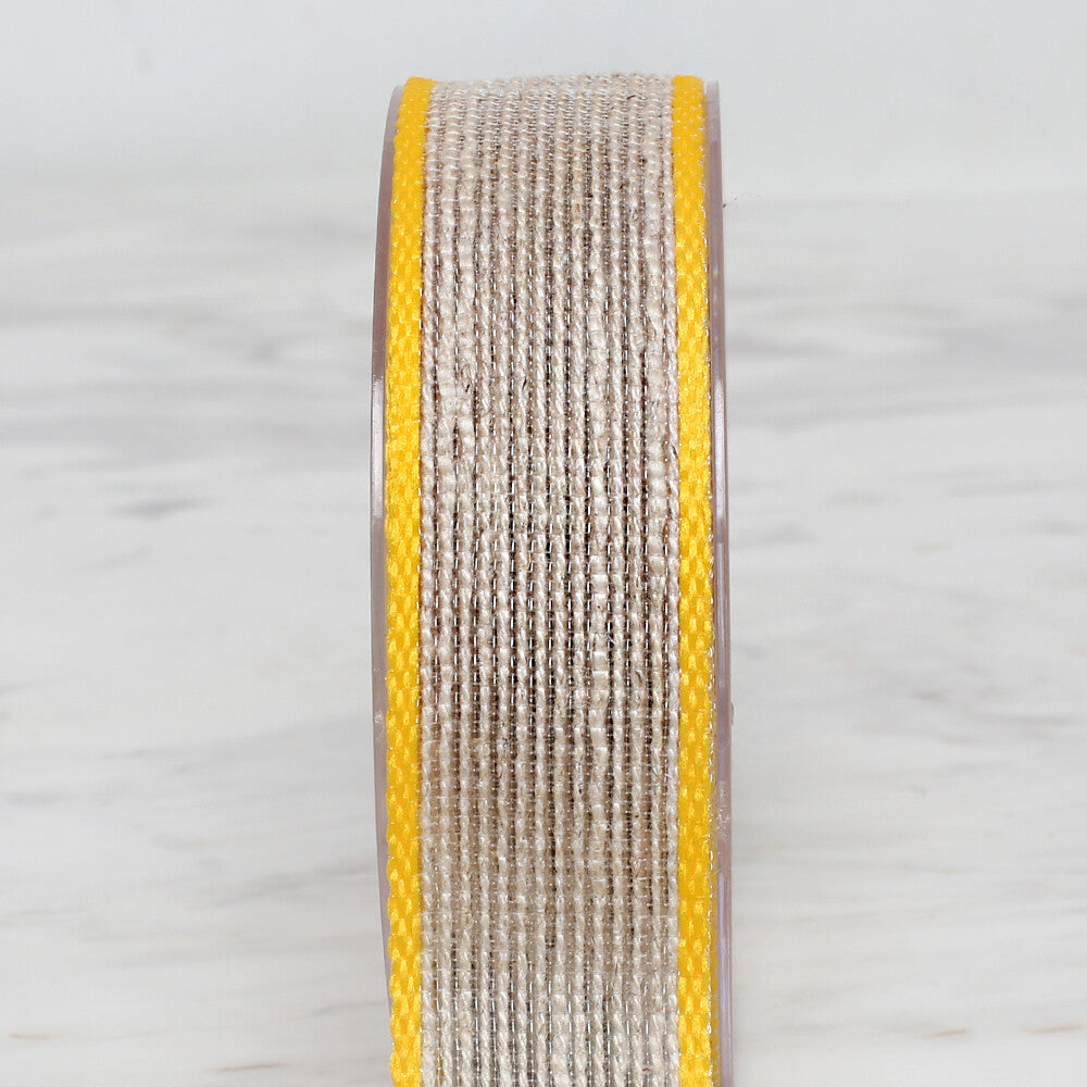 Ulutaş 2.5 cm 10 m Linen Ribbon, Yellow