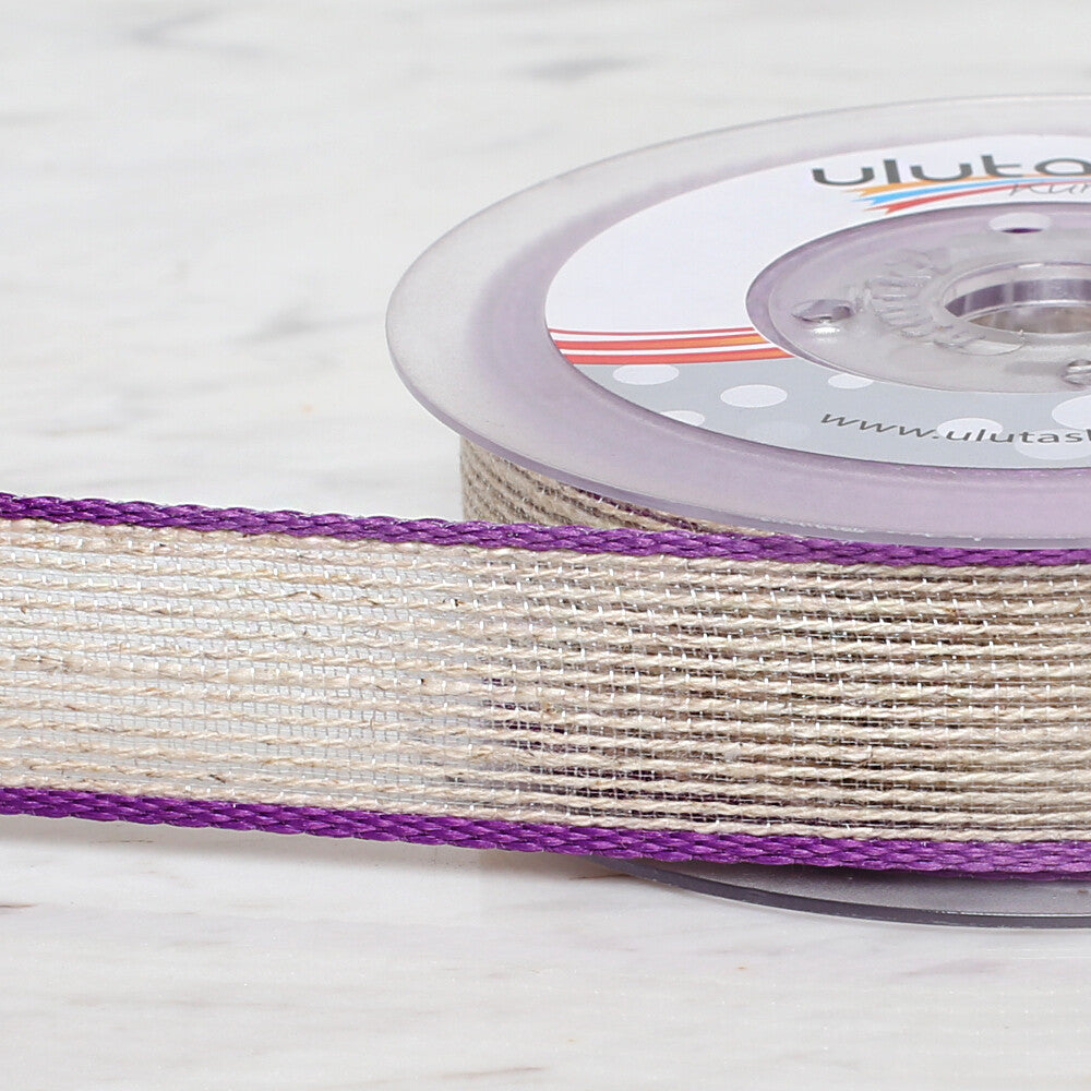 Ulutaş 2.5 cm 10 m Linen Ribbon, Lilac