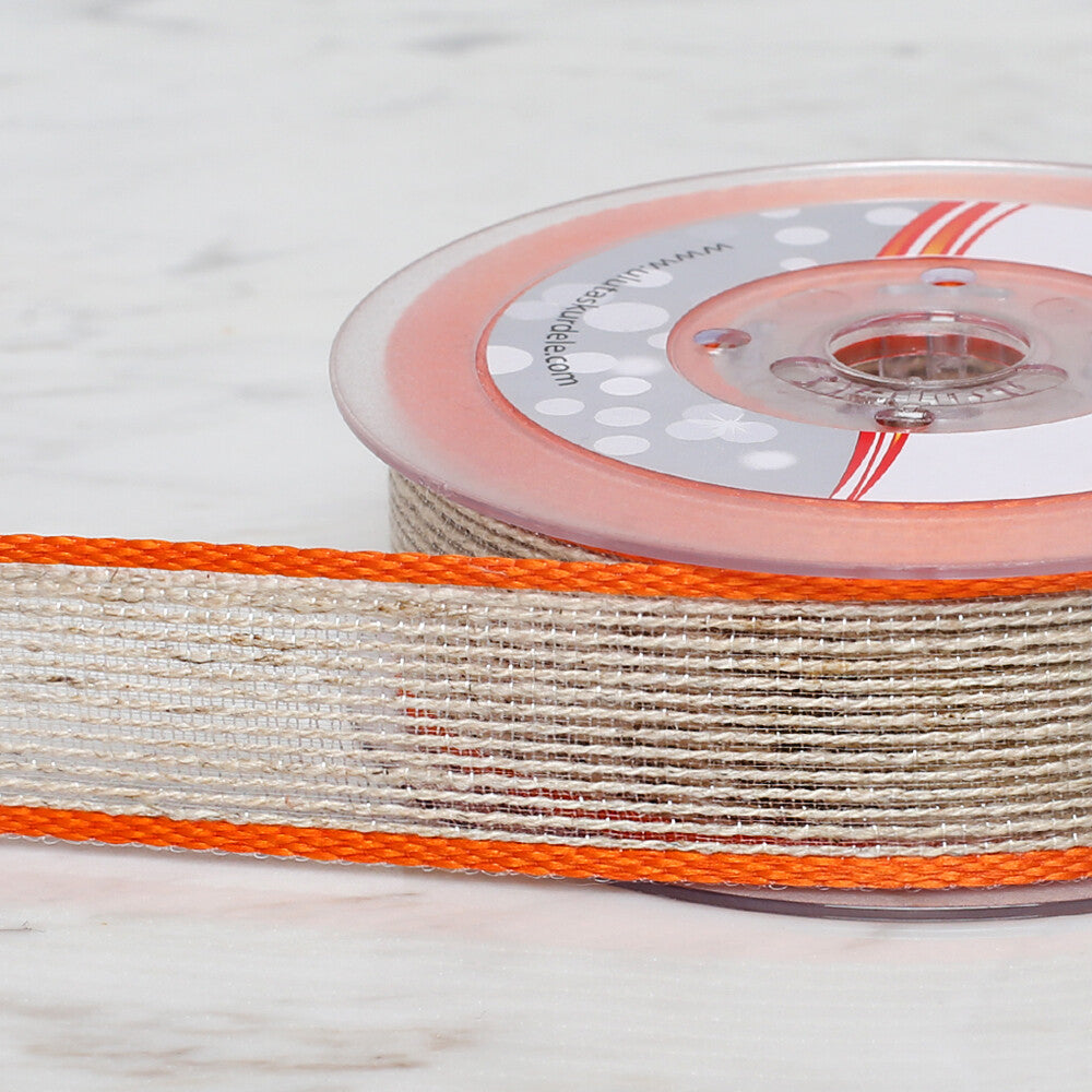 Ulutaş 2.5 cm 10 m Linen Ribbon, Orange