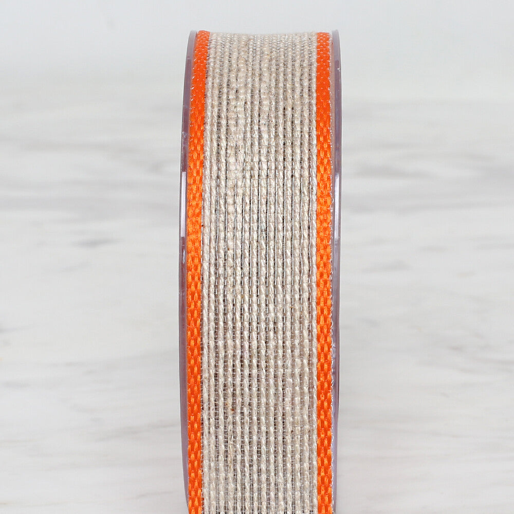 Ulutaş 2.5 cm 10 m Linen Ribbon, Orange
