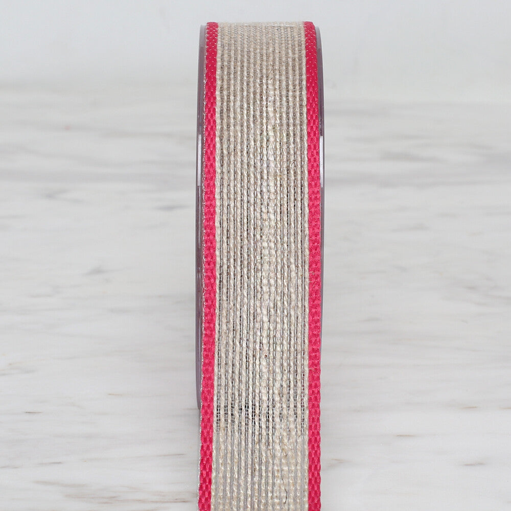 Ulutaş 2.5 cm 10 m Linen Ribbon, Pink