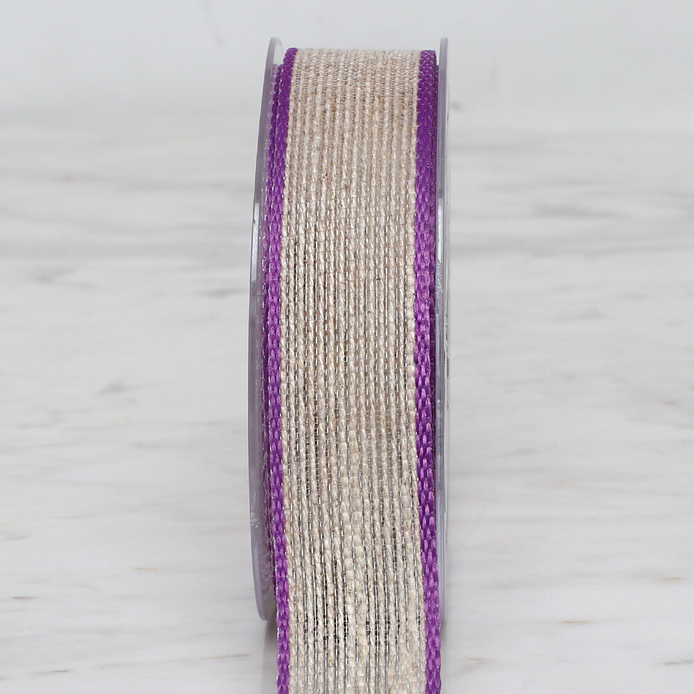 Ulutaş 2.5 cm 10 m Linen Ribbon, Purple