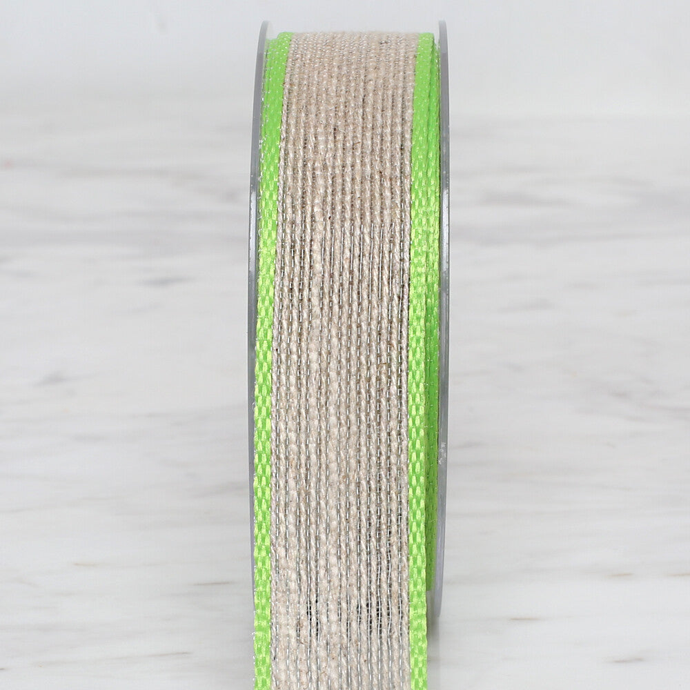 Ulutaş 2.5 cm 10 m Linen Ribbon, Green